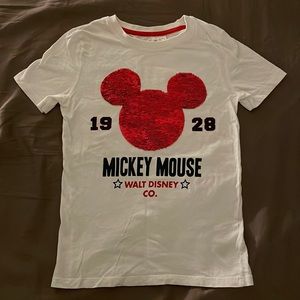 H&M x Disney Sequin Mickey Mouse Short Sleeve T-Shirt-  kids unisex